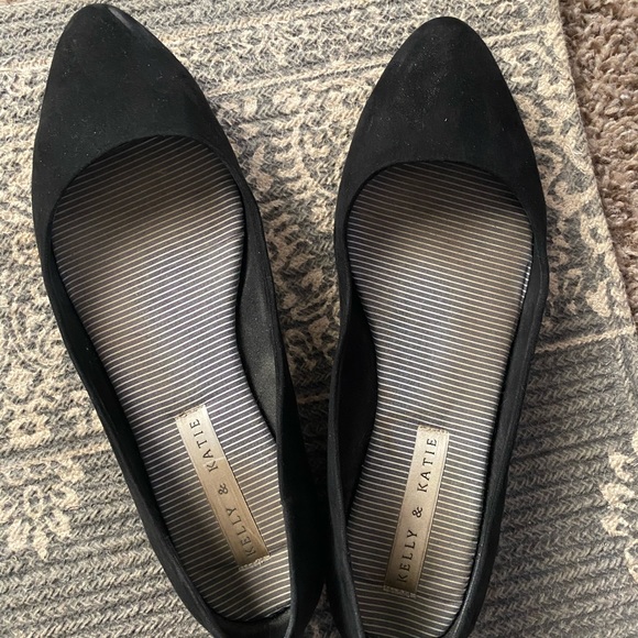 Black Suede Ballet Flats- Size 10 - Picture 1 of 1